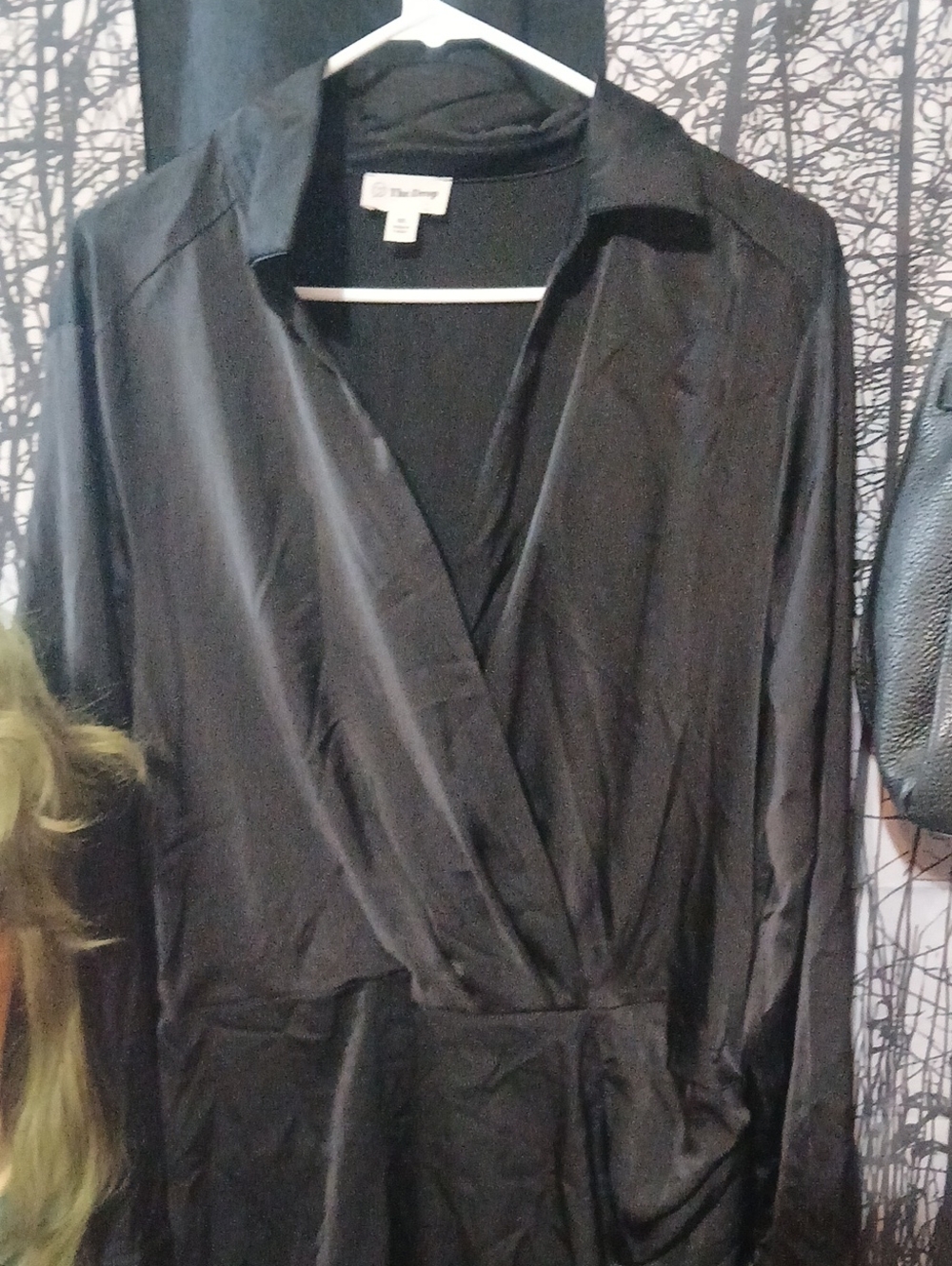 The Drop Black Wrap Dress - Long Sleeve Faux-Wrap